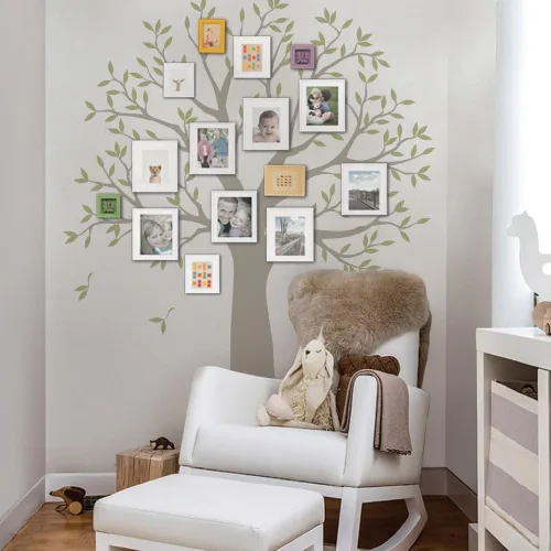 Miniatura 3 de Adhesivo estrecho para pared, diseño de árbol genealógico, dos colores (esquema B, tamaño pequeño: 62.5 pulgadas de ancho x 80 pulgadas de alto)