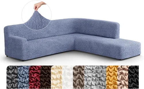 Miniatura 11 de PAULATO BY GA.I.CO. Funda de sofá modular, funda para sofá chaise longue en forma de L, fundas lavables para sofá esquinero, funda elástica de Gris