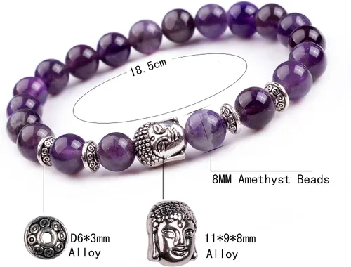 Miniatura 3 de Joya brazalete con gemas redondas de 8 mm brazalete para los chacras regalo de cumpleaños