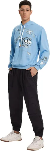 Miniatura 6 de WDIRARA Sudadera con capucha y cordón de manga larga con capucha y bolsillo para hombre