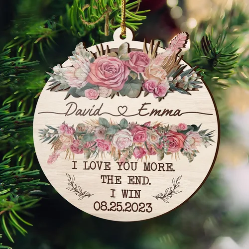 Miniatura 4 de V VIBEPY Impreso en toda la superficie, adornos personalizados para parejas, adornos de Navidad, adornos de boda, 3.5 pulgadas, adornos de 3 capas