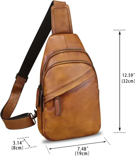 Miniatura 3 de Bolso de cuero genuino para hombres y mujeres, mochila de cuero vintage, bolso cruzado de hombro a la moda