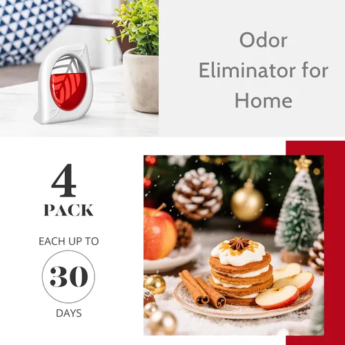 Miniatura 2 de Ambientador para el hogar, paquete de 4, manzana y canela, eliminador de olores para armarios de áreas pequeñas, baño, mascotas, olores fuertes