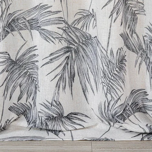 Miniatura 4 de MYSKY HOME Cortinas de lino para sala de estar, patrón de hojas, semitransparentes, cortinas verticales, decoración de estilo hawaiano, textura