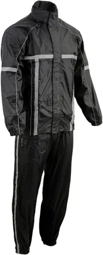Milwaukee Leather MPM9510 - Traje de lluvia para hombre, resistente al agua, para motocicleta, con cinta reflectante Hi Vis, en color negro