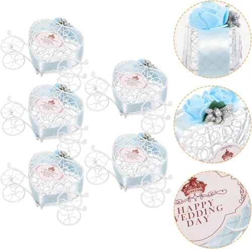 Miniatura 7 de Ipetboom Decoración de carruaje de calabaza, 5 cajas de recuerdo de fiesta, cajas de dulces, cajas de regalo de boda, caja de joyería, carro