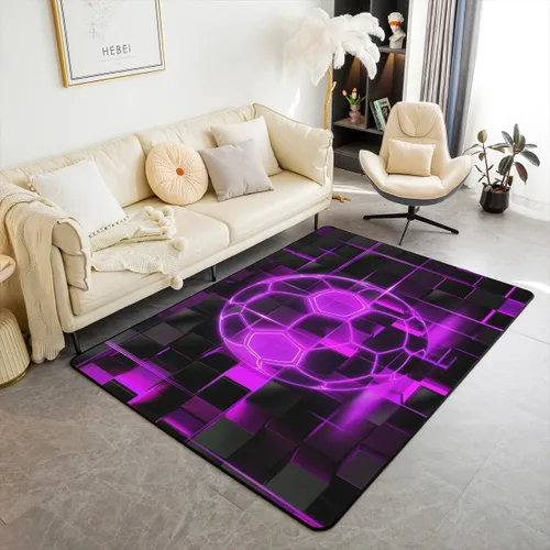 Miniatura 34 de Erosebridal Tapete de fútbol para interiores de 3 x 5 pulgadas, alfombra de fútbol neón para niños, adolescentes, hombres, brillantes, geométricas