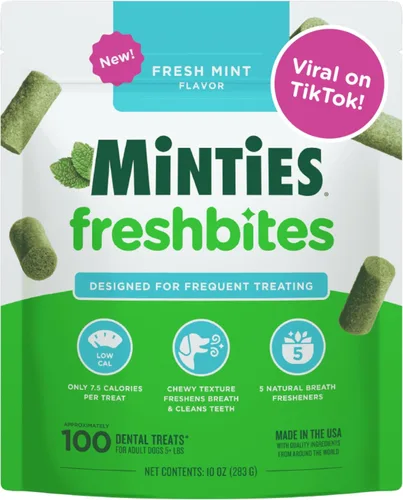 Miniatura 14 de Minties Golosinas dentales en hueso para perros, Golosinas dentales pequeñas para perros, 5-25 libras, Limpian dientes, Combaten el mal aliento
