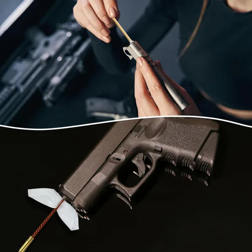 Miniatura 7 de Guyuyii Suministros de limpieza de pistolas con caja de almacenamiento Parches de limpieza de pistola sin pelusa de 2 pulgadas e hisopos