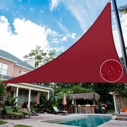 Miniatura 9 de Patio Toldo tipo vela triangular impermeable, 5 x 5 x 5 pies, toldo de tela de alta densidad, 95% de bloqueo UV, cubierta Patio para exteriores