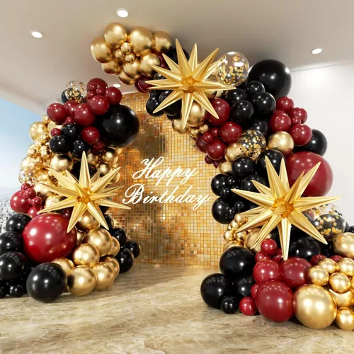 Miniatura 8 de Kit de arco de guirnalda de globos rojos y dorados de 153 unidades con estrellas - 22/18/12/10/5 pulgadas, globos de látex de diferentes tamaños