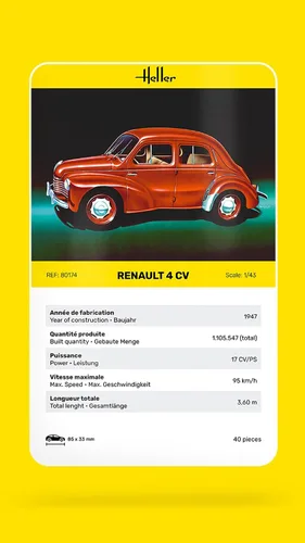 Miniatura 6 de Heller Renault 4 CV Kit de construcción de modelos de coche (21 piezas)