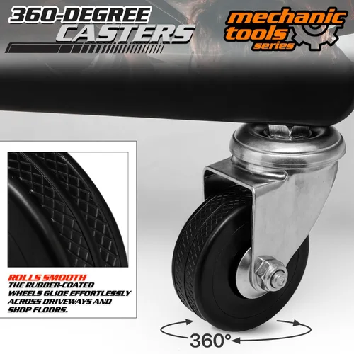 Miniatura 8 de M-AUTO Taburete mecánico Asiento de detalle Asiento móvil utilitario rodante con ruedas giratorias bloqueables, capacidad de 300LBS Asiento rodante