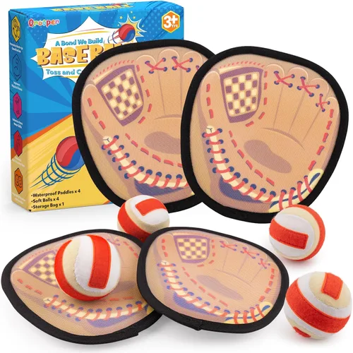 Juego de pelota de lanzar y atrapar guantes de béisbol para niños pequeños, juegos exteriores para niños y familia, juguetes de playa y piscina para