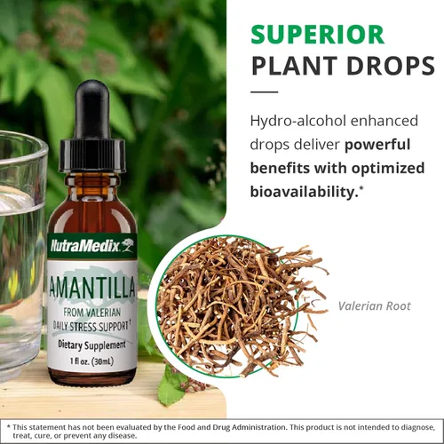 Miniatura 5 de NutraMedix Tintura de Amantilla - Extracto de raíz de valeriana para apoyar el estrés - Promueve la sensación general de calma con raíz de valeriana