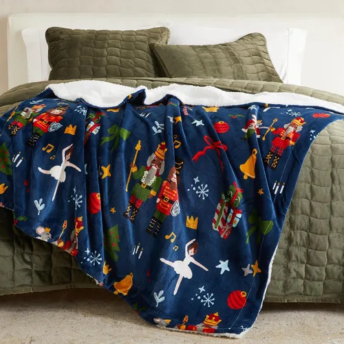 Miniatura 10 de Great Bay Home Manta de Navidad de 50 x 60 pulgadas de vellón sherpa, de felpa suave y aterciopelada, para el sofá o la cama, cálida y cómoda, Oveja