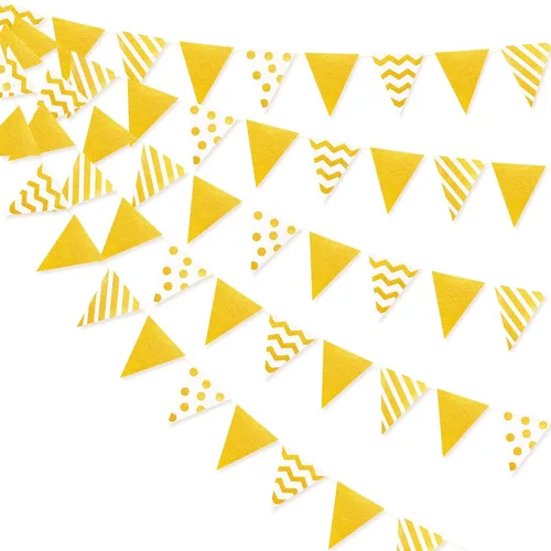 Miniatura 22 de Decoraciones de fiesta blancas de 40 pies, banderín triangular con banderines, banderas de papel blanco nacarado brillante para graduación, boda