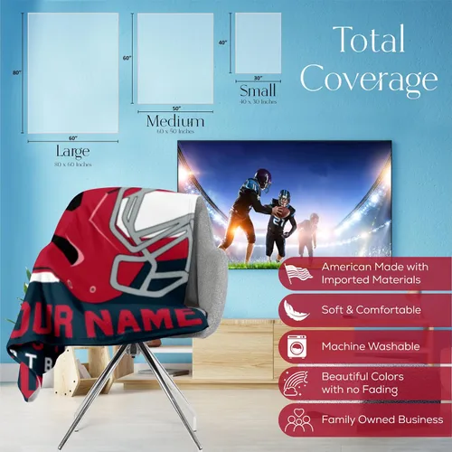Miniatura 78 de Manta personalizada para fanáticos del fútbol americano – Se envía al día siguiente – Hecha en Estados Unidos – Manta de vellón personalizada