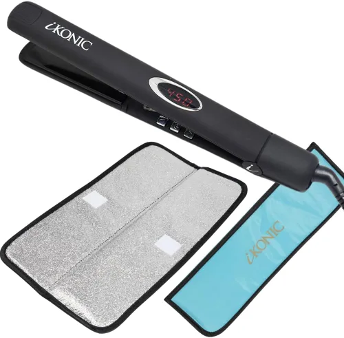iKonic Supernova - Plancha de cerámica de turmalina para el cabello y bolsa de viaje resistente al calor, plancha plana infrarroja, placas flotantes