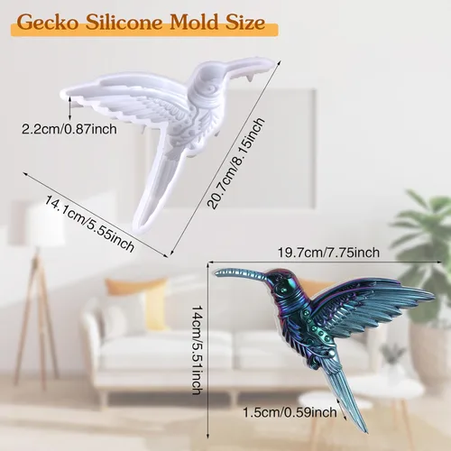 Miniatura 3 de Molde de silicona 3D para colibrí, molde de resina animal, estatua de pájaro, molde epoxi, molde de fundición para manualidades, para regalo, hogar