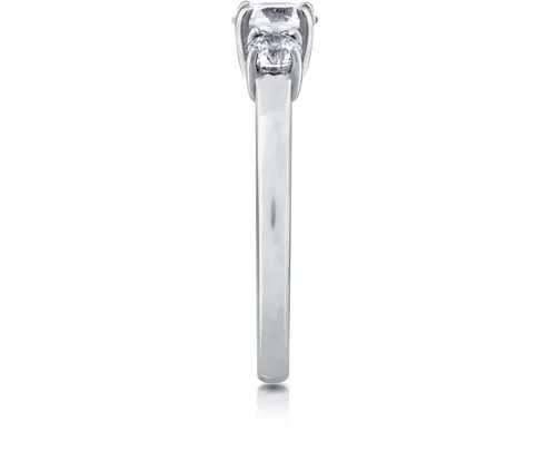 Miniatura 3 de Tienda Essentials Anillo redondo de 3 piedras de plata de ley chapada en platino o oro hecho con circonita cúbica de elementos infinitos
