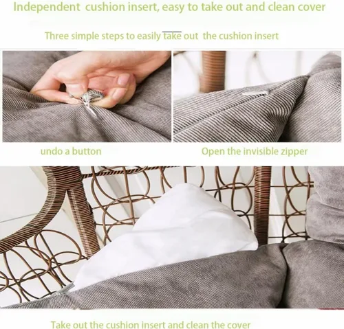 Miniatura 5 de Cojín de repuesto para silla de huevo, cojín de asiento de cesta colgante, cojín suave para colgar silla de huevo, cojines de respaldo de 45 x 20