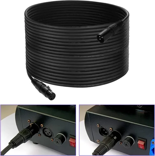 Miniatura 6 de Cable DMX de 50 pies, Paquete de 2 Cables Flexibles de Señal XLR de 3 Pines Macho a Hembra, Adecuado para Conexión de Señal de Iluminación