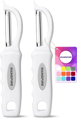 Miniatura 23 de Rainspire Pelador de verduras, pelador de patatas para cocina, cuchillas afiladas de acero inoxidable, mango cómodo, pelador de frutas, pelador