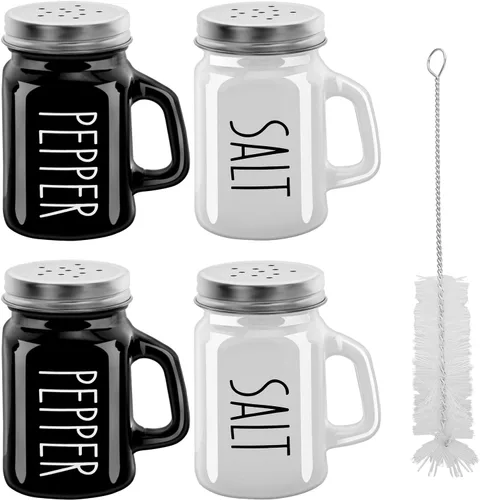 Miniatura 22 de 2 botellas de vidrio para especias de 4 onzas, saleros, botellas de especias para el hogar, salero y pimentero, tarro de condimentos multiusos