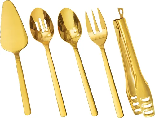 Miniatura 7 de KINGSTONE Juego de utensilios de servir para anfitriona grande, 18/10 de acero inoxidable resistente cucharas de servir de 10 pulgadas, cucharas