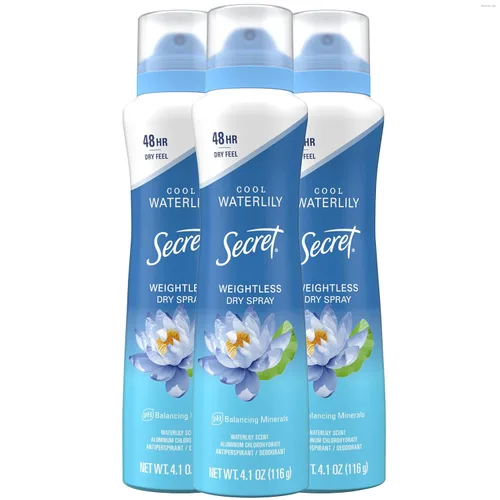 Miniatura 10 de SECRET - Desodorante antitranspirante en aerosol para mujeres, 48 horas de protección sin peso contra el sudor y el olor, suave para la piel, aroma