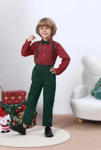 Miniatura 15 de A&J DESIGN Conjunto de ropa formal para niños pequeños con tirantes y tirantes