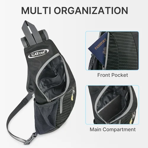 Miniatura 3 de G4Free - Bolso bandolera para hombres y mujeres, mochila pequeña para el pecho y el hombro, ligera, para viajes, actividades al aire libre y Negro