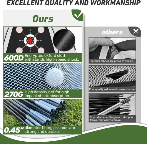 Miniatura 4 de Golf Net with Practice Mat,Golf Hitting Aid Nets 10x7FT for Backyard Driving Chipping Training Swing with Target Mat Balls for Outdoor Indoor，Gifts
