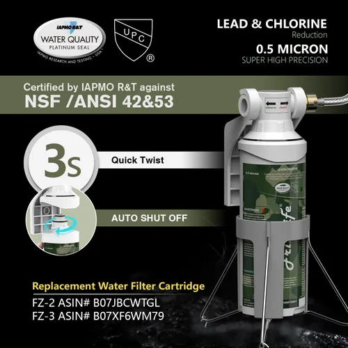 Miniatura 2 de FRIZZLIFE - Filtro de agua para autocaravanas - Filtro de manguera de conexión directa certificado NSF/ANSI 53 y 42 para autocaravana - 0,5 micrones