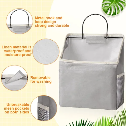 Miniatura 4 de Chumia Paquete de 6 cestas de almacenamiento para colgar en la pared, para baño, armario, bolsa de almacenamiento colgante sobre la puerta, cesta
