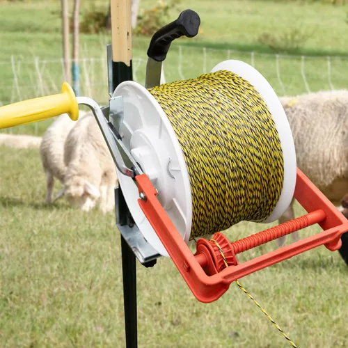 Miniatura 6 de Carrete de valla eléctrica con engranaje 3:1, carrete de alambre de valla eléctrica, con mango de enrollado auxiliar, adecuado para la construcción