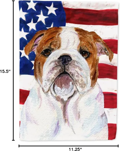 Miniatura 8 de Caroline's Treasures SS4046GF Bandera de Estados Unidos con Bulldog Inglés para jardín, bandera decorativa para patio exterior, patio, parterres