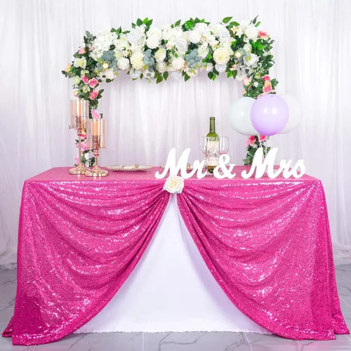 Miniatura 15 de ShinyBeauty Mantel cuadrado de lentejuelas rosas de 50 x 50 pulgadas, mantel de 50 x 50 pulgadas, perfecto para cumpleaños, fiestas, bodas
