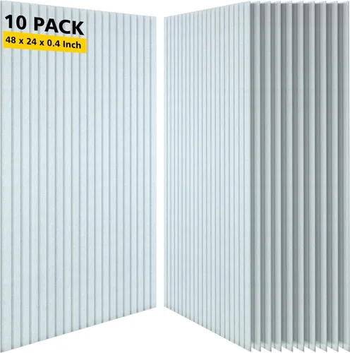 Miniatura 14 de Paneles acústicos, paquete de 10 paneles acústicos que reducen el ruido para paredes, paneles de pared insonorizados de 47.2 x 23.6 x 0.35 pulgadas