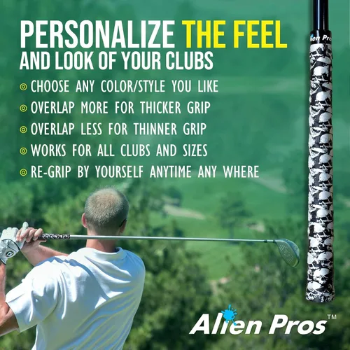 Miniatura 6 de ALIEN PROS Paquete de 6 cintas de envoltura de agarre de golf Cubic & Skull Mix - ReGrip en 1 minuto