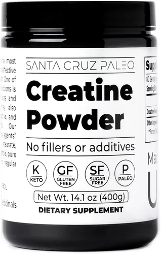 Santa Cruz Paleo, Polvo de Monohidrato de Creatina Micronizado, Suplemento Sin Sabor para Pre Entrenamiento y Apoyo Muscular, Libre de Gluten Keto,
