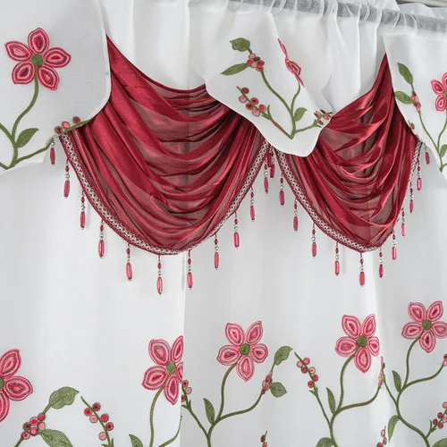 Miniatura 4 de Petrichor Juego de 2 Paneles de Cortinas Transparentes Bordadas - Cortina de Ventana de Lujo con Cenefa Adjunta con Respaldo de Satén y 2 Alzapaños