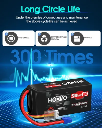 Miniatura 6 de HOOVO 3S Lipo Battery 2200mAh 80C 11.1V Shorty Lipo Batería Softcase con conector EC3 para drone RC Quadcopter helicóptero avión FPV RC Car, 2