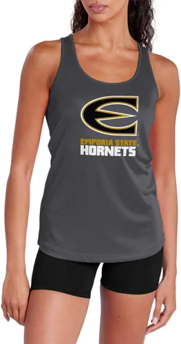 Miniatura 451 de Camiseta deportiva sin mangas oficial de la NCAA Collegiate para mujer, con espalda cruzada, logotipo primario, colección carbón