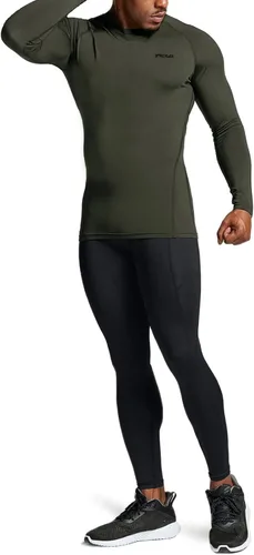 Miniatura 8 de TSLA - Paquete de 1 o 3 camisas de compresión de manga larga FPU 50+ para hombre, camisa de entrenamiento atlético, protector de erupción