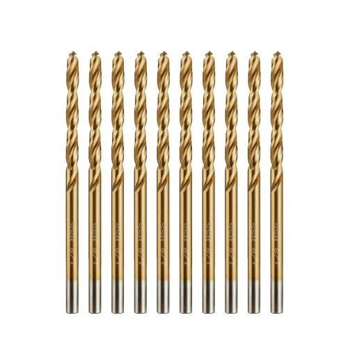 Miniatura 14 de amoolo Brocas de titanio de 1/4 pulgadas (10 unidades), brocas de metal HSS 4341 prémium para madera, metal, acero, plástico, aleación de aluminio