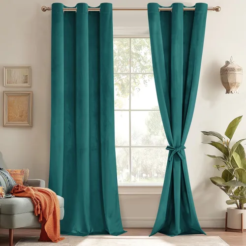Miniatura 166 de JIUZHEN - Cortinas de terciopelo gris de 63 pulgadas opacas para sala de estar - Cortinas gruesas de terciopelo con ojales para ventana
