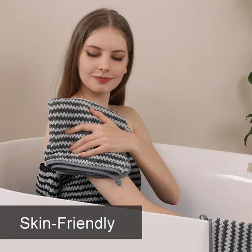 Miniatura 8 de CHINO Toallas de baño, 4 toallas de baño grandes negras de 35 x 70 pulgadas, toallas de baño extragrandes de microfibra suave XL, toallas de baño