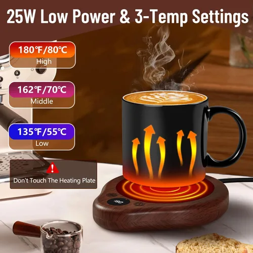 Miniatura 2 de Calentador de Tazas, Calentador de Tazas de Café con 3 Ajustes de Temperatura, Calentador de Café con Ajustes de Tiempo de 2-12H, Calentador